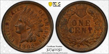 1892 1C AU58+ BN