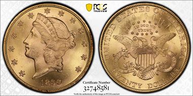 1890 $20 MS65+