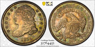 1834 10C JR-7, Small 4 MS63