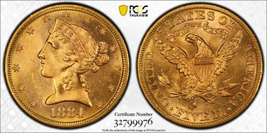 1884-S $5 MS65