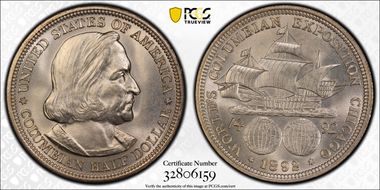 1892 50C Columbian MS64