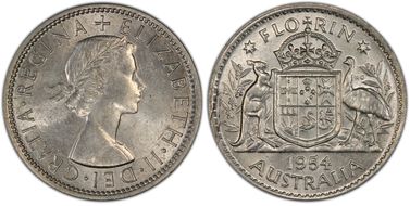 1954(m) Florin KM-54  Ag MS63