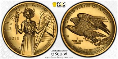 2015-W $100 High Relief  .9999 Fine Gold First Strike Michael Reagan MS70