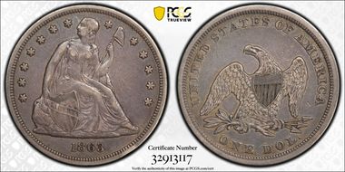 1863 $1 XF45