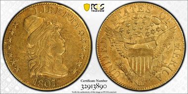 1807 $5 Draped Bust AU58