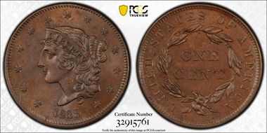 1839 1C Booby Head, N-6 MS64BN