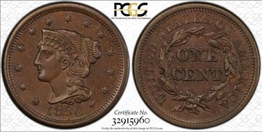 1850 1C Newcomb 28 MS64BN