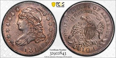 1814 10C JR-3 Large Date AU58