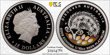 2009-P $15 Echidna Discover Australia PR70DCAM