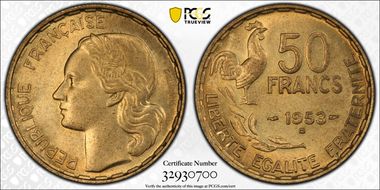 1953-B 50 Fr Gad-880 F-425 MS65