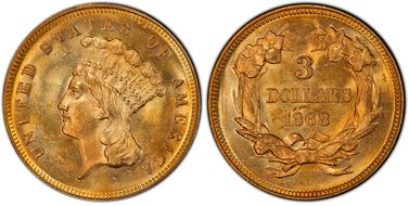 1868 $3 MS63
