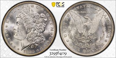 1883-O $1 VAM 36A, Partial E Rev MS65