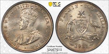 1931(m) Florin KM-27  Ag MS64