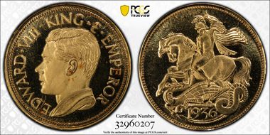 "1936" Medal FM42c Edward VIII Var PE PR66DCAM