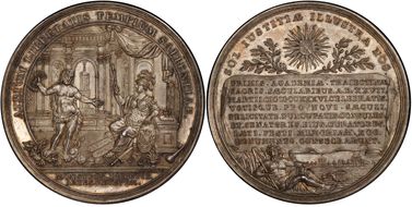 1736 Medal Van Loon IV 104 Ag Utrect University 100th Ann. MS64