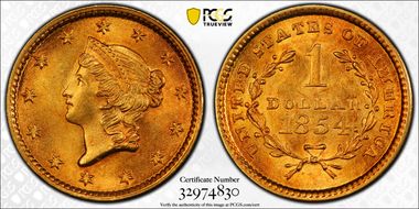 1854 G$1 Type 1 MS65