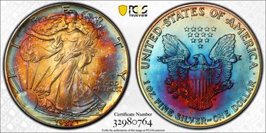 1987 $1 Silver Eagle MS68