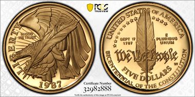 1987-W $5 Constitution PR69DCAM