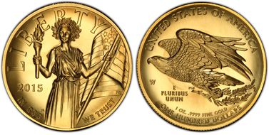 2015-W $100 High Relief  First Strike .9999 Fine Gold MS69