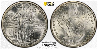 1917-D 25C Type 1 MS65FH