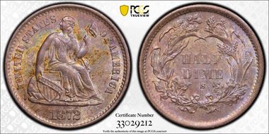 1872-S H10C Mintmark Above Bow MS63