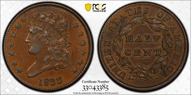 1833 1/2C Cohen 1 AU55BN