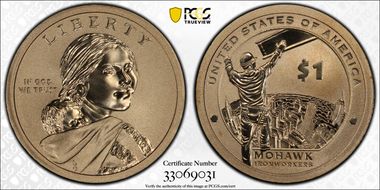 2015-W $1 Mohawk Ironworkers, Enhanced Coin & Currency Set SP69