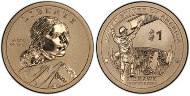 2015-W $1 Mohawk Ironworkers, Enhanced Coin & Currency Set SP70