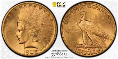 1908-S $10 MS66