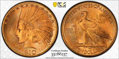 1910-S $10 MS64+