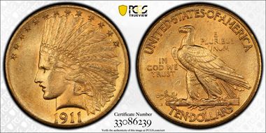 1911-D $10 MS64