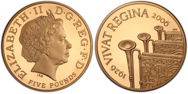 2006 £5 S-L16 80th Birthday Au PR69DCAM