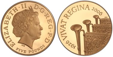 2006 £5 S-L16 80th Birthday Au PR69DCAM