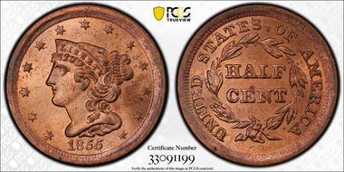 1855 1/2C Cohen 1 MS64RD