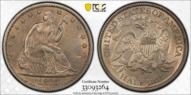 1876-S 50C WB-24 Very Small S AU50