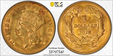 1878 $3 MS63