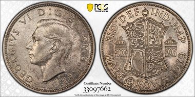 1939 1/2 Cr S-4080 AU58