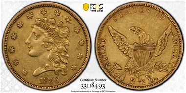 1836 $2.50 Block 8 AU50