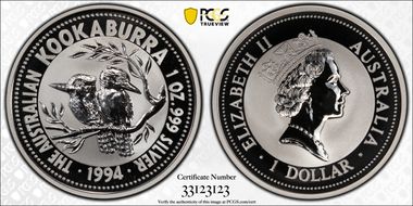 1994 $1 Kookaburra Ag MS69