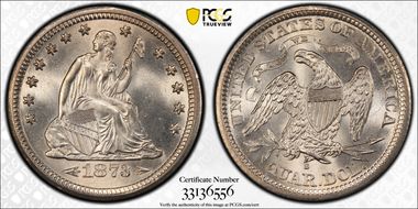 1873-S 25C Arrows MS65