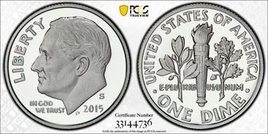 2015-S 10C Silver PR70DCAM