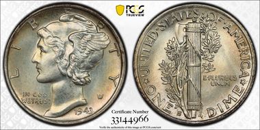 1943-S/S 10C RPM FS-501 MS66