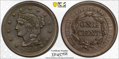 1851 1C Newcomb 17 MS64BN