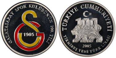 2005 25 L Galatasaray Sports Club 100th Ann. Colorized PR65DCAM
