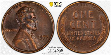 1955 1C Doubled Die Obverse XF45BN