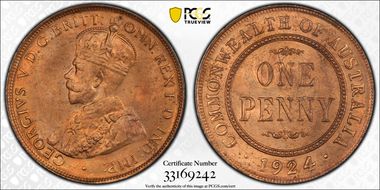 1924 1D English obverse MS65RB