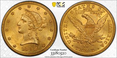 1892-CC $10 MS62+