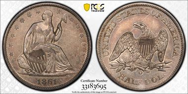 1861-O 50C W-03, LA Issue XF45