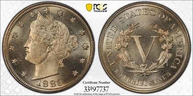 1883 5C No CENTS MS66+