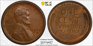 1909-S VDB 1C AU58BN